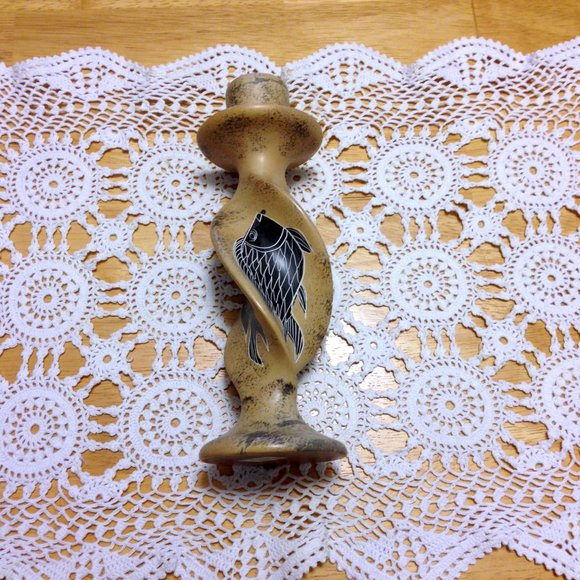 Handmade Candle holder, Fish Motif, Heavy, made in Africa - Picture 3 of 5